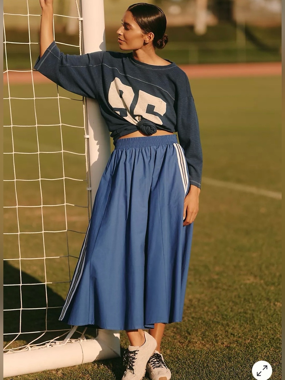Daily Practice by Anthropologie Game Day Track Midi Skirt Blue Size XXS